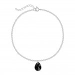 Bracelet Argent 925 Goutte 12mm Swarovski Element - Jet (noir)