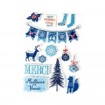 Loisirs Cratifs - Stickers Dcorations Adhsives 3D - Nol Hiver Bleu Givr