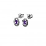 Boucles d oreilles Clous Argent 925 Rhodi Zirconium Violet