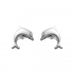 KBC - Boucles D'Oreilles Clous Argent 925 Rhodi Dauphin 9mm