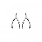 KBC - Boucles d'Oreilles Clous Argent 925 Rhodi Porte-bonheur WishBone 10x6mm