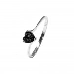 Bague Argent 925 Rhodié Zirconium Noir Coeur 5mm