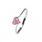 Bague Argent 925 Rhodi Zirconium Rose Coeur 5mm