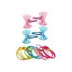 Ensemble Cheveux Enfant Barrettes Clic Clac Noeuds - Elastiques - Multicouleurs