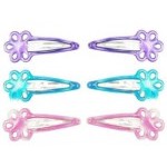 6 barrettes cheveux clic clac fleur rose violet bleu