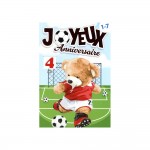 Carte De Voeux Enfant - Anniversaire - Age de 1  7 ans - Football Rouge