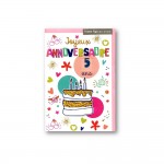 Carte De Voeux Enfant - Anniversaire - Age de 1  9 ans - Gteau Bulle Rose