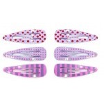 6 barrettes cheveux clic clac 4.5cm violettes roses accessoires