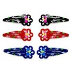 6 barrettes cheveux fleurs clic clac mtal motifs papillons