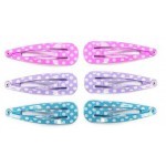 6 barrettes cheveux clic clac a pois 4.5cm - rose violet turquoise