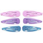 6 barrettes cheveux clic clac points carres 4.5cm - rose violet turquoise