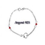 Bracelet argent 925 coeur perles cristal rouges