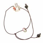 Titli - mini bracelet nacre dolls - poupee et son ourson rouge - bijou artisanal