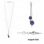 Collier argent 925 perles cristal tanzanite