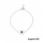 Bracelet argent 925 maille forcat palet nacre zirconium noir