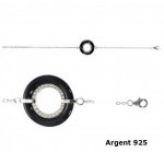 Bracelet Argent 925 Rhodi anneaux ceramique noire zirconium