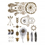 Tatouages Ephmres Couleur mtal Attrape Reve Plume Bijoux de Peau Tattoo