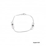 Bracelet Argent 925 Maille Serpent Anneaux et Perles