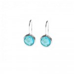 Boucles d'oreilles Crochets Argent 925 Cabochon Cristal 10mm