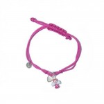 Bracelet argent 925 cordon rose fuchsia ange coeur