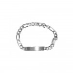 Bracelet Gourmette Argent 925 Maille Figaro 7mm Plaque Identit