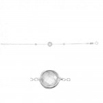 Bracelet Argent 925 maille fort 1mm Cabochon cristal facette 7mm