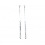 Boucles d'Oreilles Clous Argent 925 Rhodi Zirconium Baguettes