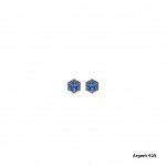 Boucles d'Oreilles Tiges Argent 925 Cube Cristal HELIOTROPE