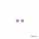 Boucles d'Oreilles Tiges Argent 925 Cube Cristal LIGHT AMETHYST