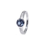 Bague Argent 925 Rhodi Zirconium Cristal Bleu