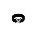 Bague anneau Cramique Noire Argent 925 Rhodi Zirconium