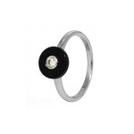 Bague Argent 925 Rhodi Palet en Onyx et Zirconium