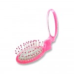 Accessoire Cheveux - Brosse petit modle pliable avec miroir - Rose