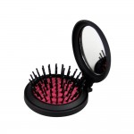 Accessoire Cheveux - Brosse Ronde pliable avec miroir - Noir