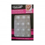 GLAM UP - Faux Ongles + Adhsifs - Bout French Manucure Blanc Lignes Argentes