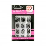 GLAM UP - Faux Ongles + Adhsifs - Transparent Dentelle Noire