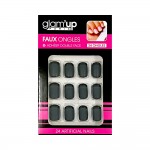 GLAM UP - Faux Ongles + Adhsifs - Noir Mat French Noir Brillant