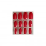 Faux Ongles + Adhsifs - Bout Droit Forme Ballerine - Rouge + Stickers