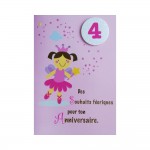 Carte De Voeux Enfant - Anniversaire - 4 Ans Fille