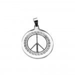 Pendentif Homme Acier inoxydable Rond 34mm Peace & Love