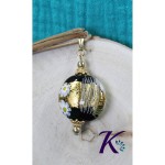 zPendentif Gold Filled 14 Carats - Tons Noirs - Palet Verre de Murano 20mm