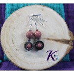 zBoucles d'oreilles Argent 925 Perles Pierres Gemmes : Hmatite - Rhodonite