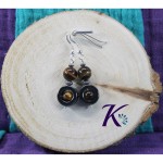 Boucles d'oreilles Argent 925 Perles Pierres Gemmes : Hmatite  - Oeil de Tigre