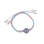 Bracelet Macram Perle Verre Fil Murano Tons Bleus Roses