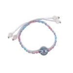 Bracelet Macram Perle Verre Fil Murano Tons Bleus Roses