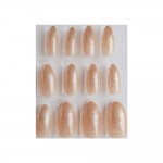 Faux Ongles + Adhsifs - Beige Transparent Paillet Bouts Pointus + Stickers