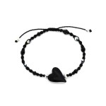 Bracelet Macram Ajustable Coeur Cristal Autrichien (5743 Wild Heart) Jet