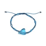 Bracelet Macram Ajustable Coeur Cristal Autrichien (5743 Wild Heart) Aquamarine
