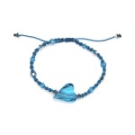 Bracelet Macram Ajustable Coeur Cristal Autrichien (5743 Wild Heart) Aquamarine