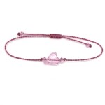 Bracelet Macram Ajustable Coeur Cristal Autrichien 12x10 mm - Light Rose